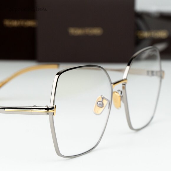 Tom Ford Woman Eyeglasses Ruthenium Blue Light Block Butterfly FT5876-B 014 NEW main image 6